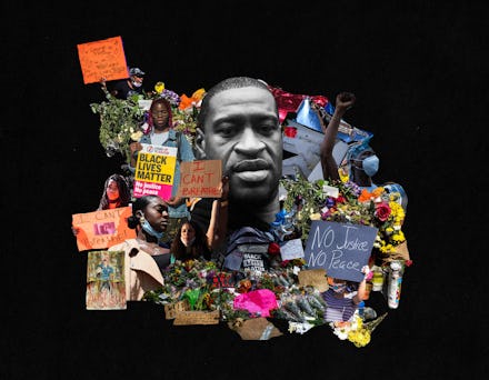 A collage made of the segments from George Floyd's memorial site
