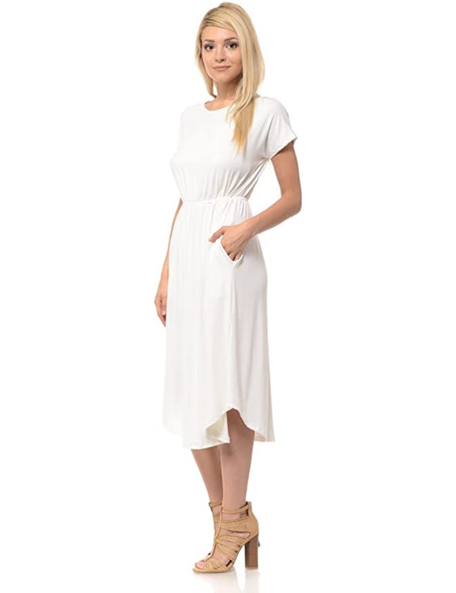 iconic luxe Women's Short Sleeve Flare Midi Dress