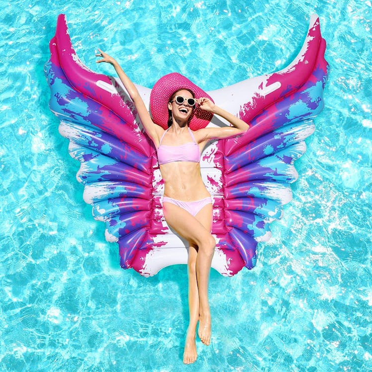 iBaseToy Inflatable Angel Wings Pool Float