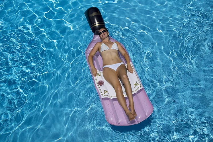 Swimline Inflatable Rose Wine Bottle Pool Float