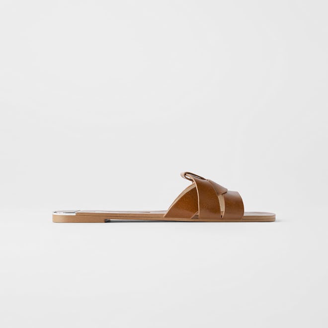 Zara Crossed Leather Slides