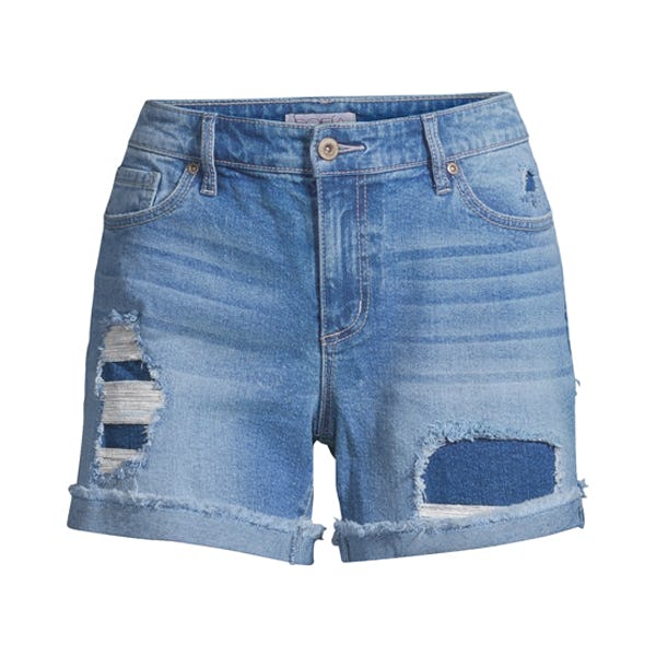 macrame jean shorts