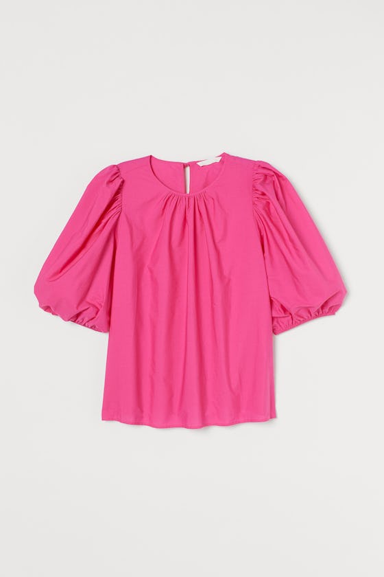 Cotton Puff-sleeved Blouse