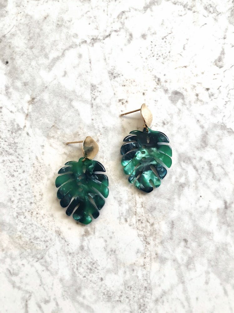 Lola Ade Mini Monstera Leaf Earrings