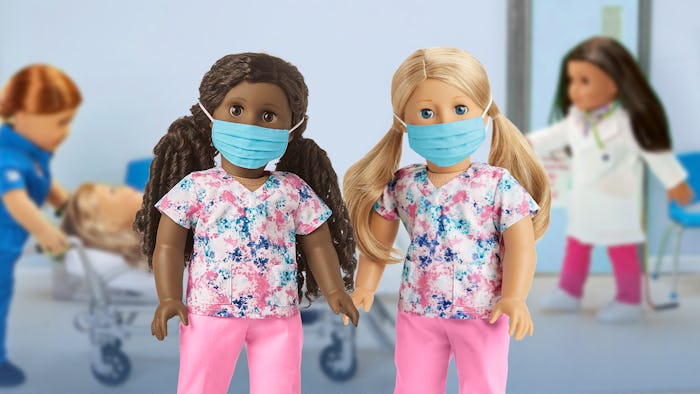 two american girl dolls in #thankyouheroes scrubs