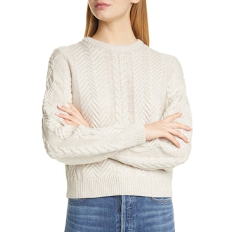 Theory Cable Wool & Cashmere Crop Sweater