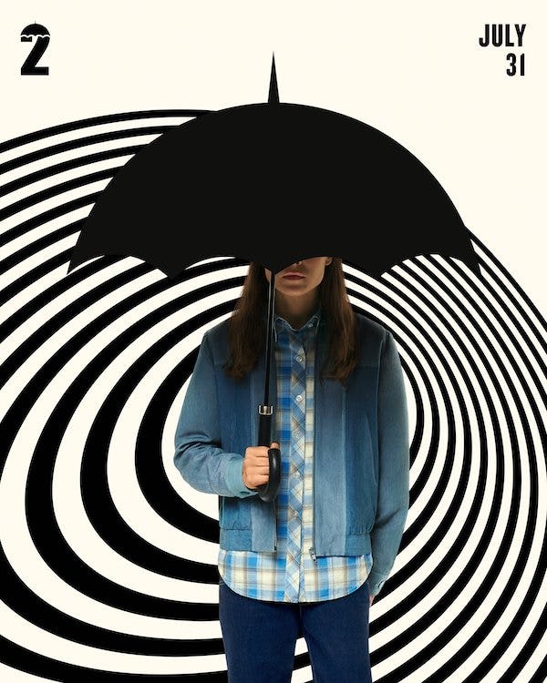 Vanya Hargreeves holding a black umbrella in Umbrella Academy Season 2