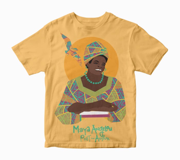 Trailblazer Tees from Piccolina feature inspirational women like Maya Angelou. 