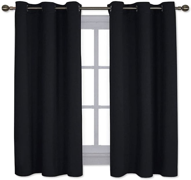 NICETOWN Pitch Black Solid Blackout Curtains (2-Pack)