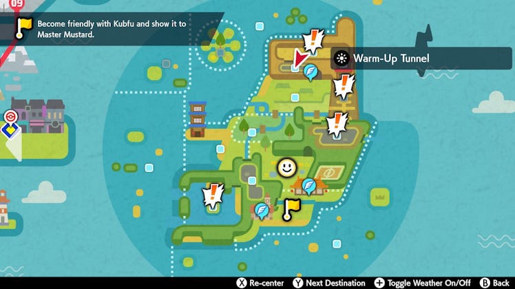A map of the Isle of Armor in 'Pokémon Sword and Shield' game
