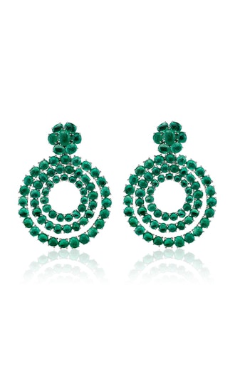 18K White Gold And Muzo Emerald Earrings