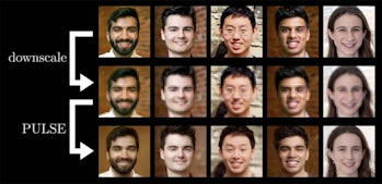 The authors of the study, with their faces transformed through PULSE.