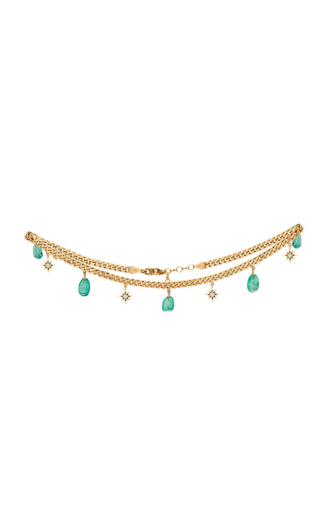18K Yellow Gold And Muzo Emerald Necklace