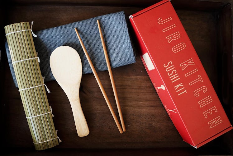 Sushi Making Kit with Cookbook, Bamboo Roller, Rice Paddle, Chopsticks, and Storage Box