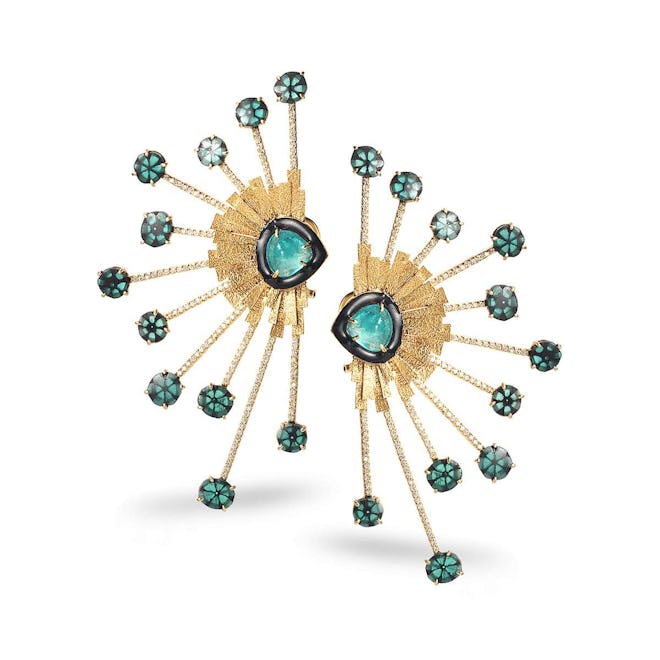 20K Bloom Emerald Earrings