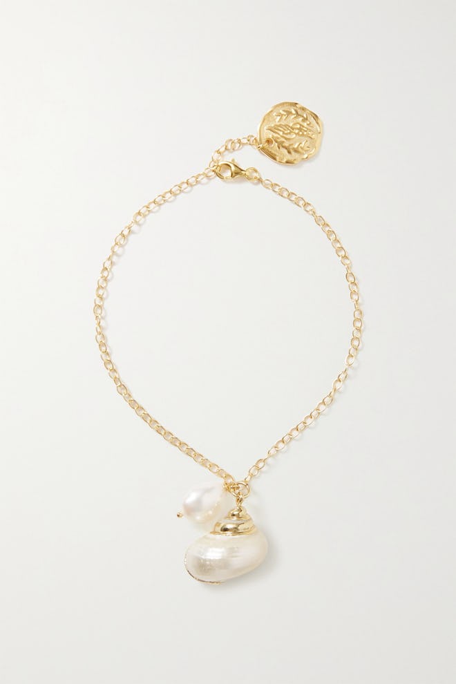 Gold-Tone Mother-Of-Pearl Anklet  