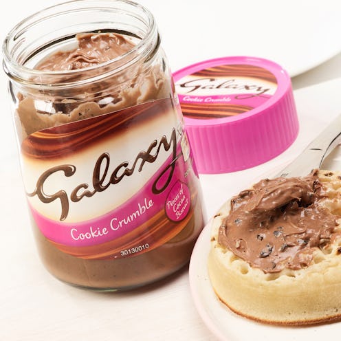 galaxy cookie crumble spread on crumpet 