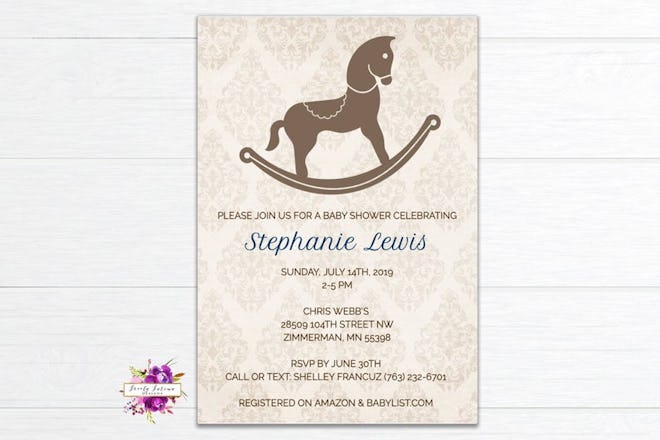 Baby Shower Rocking Horse Invitation Template