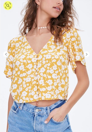 Forever 21 Floral Button Up Top