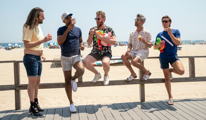 JONTHAN VAN NESS, KARAMO BROWN, BOBBY BERK, TAN FRANCE, and ANTONI POROWSKI in 'QUEER EYE' Season 5 ...