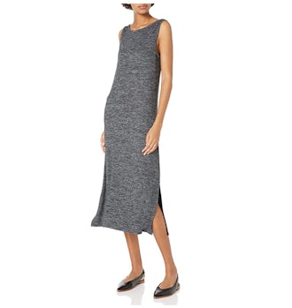 Daily Ritual Women's Cozy Knit Sleeveless Bateau Neck Midi Dress