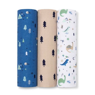 Target Muslin Swaddle Blanket Dinos Cool 3pk