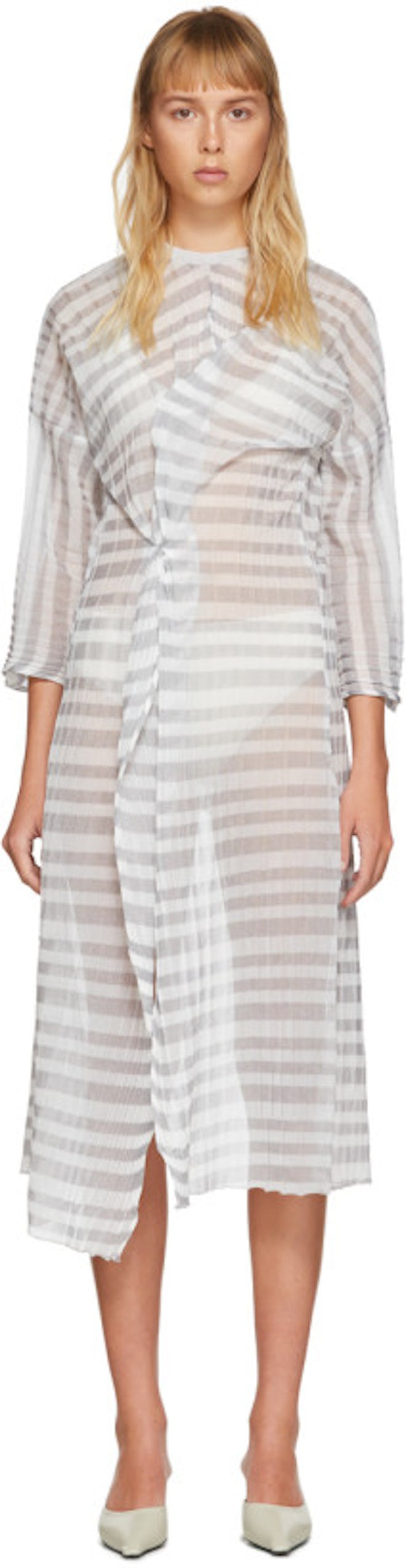 SSENSE Exclusive Grey Kimono Twist Dress