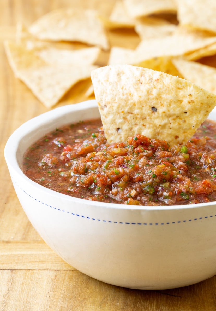This homemade salsa from A Spicy Perspective is a summer dip recipe with a kick. 