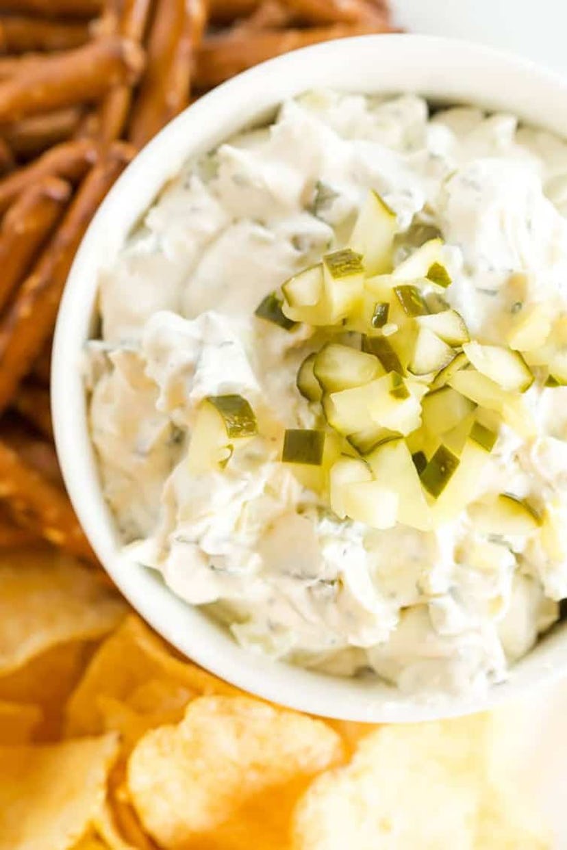 This recipe for Dill Pickle Dip is a tasty summer dip recipe to try. 