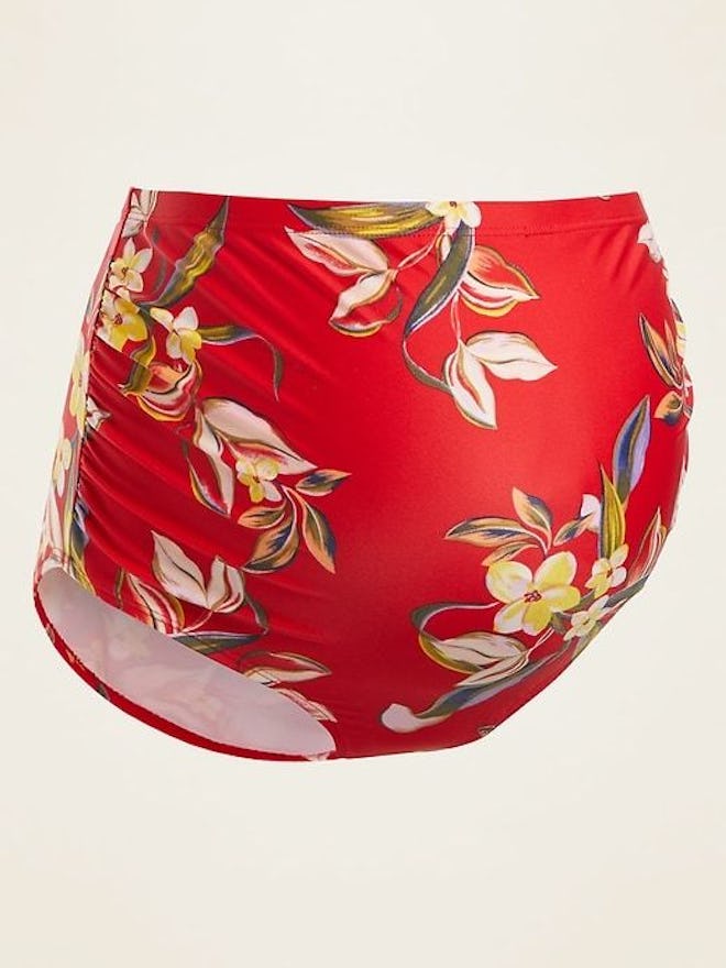 Maternity High-Waisted Floral-Print Swim Bottoms