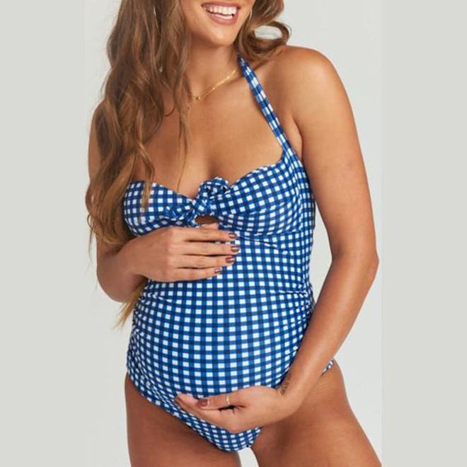 Women Maternity Lattice Print Bikini Swimwear Swimsuit Bathing Suit Beachwear