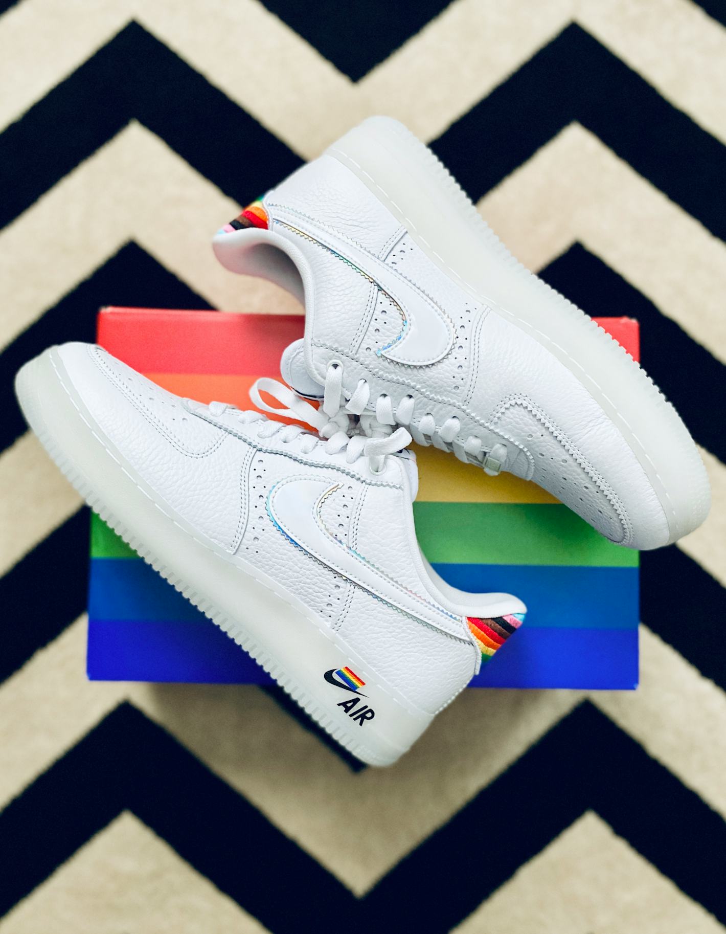 Wearing Nike's Pride-themed Air Force 1: Super gay, super good