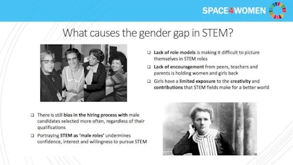 A poster explaining what causes the gender gap in STEM