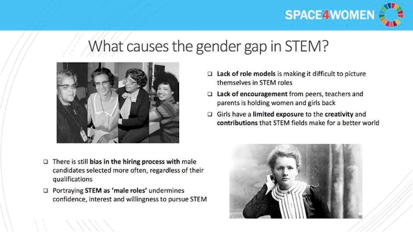 A poster explaining what causes the gender gap in STEM