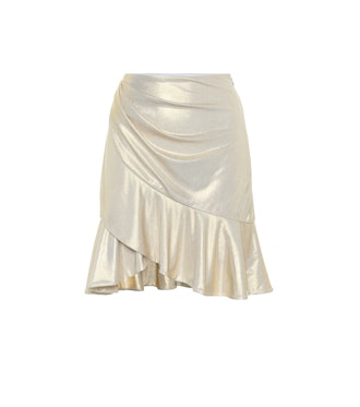 Ruffle-Trimmed Lamé Miniskirt