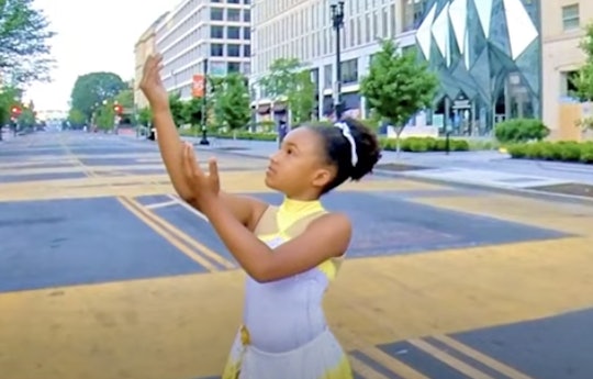 A 9-year-old figure skater performed a beautiful routine at the Black Lives Matter plaza.