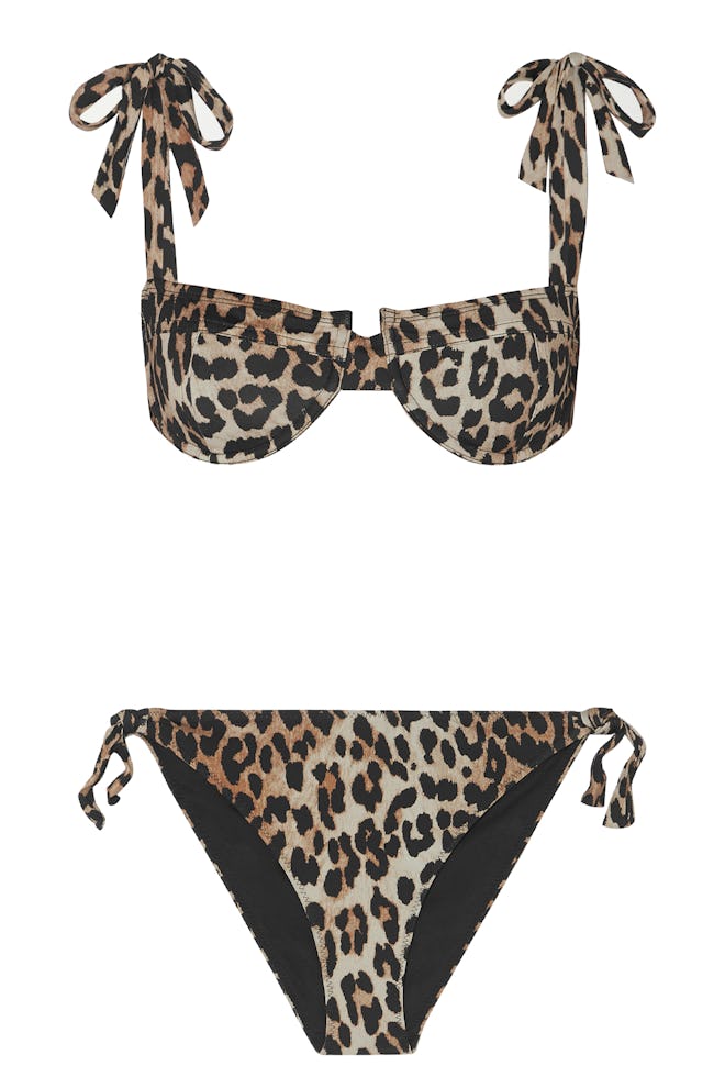 Ganni Leopard-Print Underwired Bikini Top