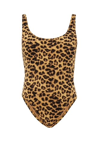 Norma Kamali Mio Low-Back Leopard-Print Swimsuit