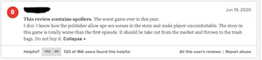 Is the negative user review bombing of The Last of Us Part 2 on