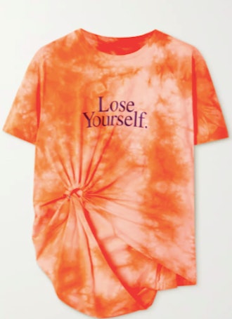 Knotted printed tie-dye cotton-jersey T-shirt