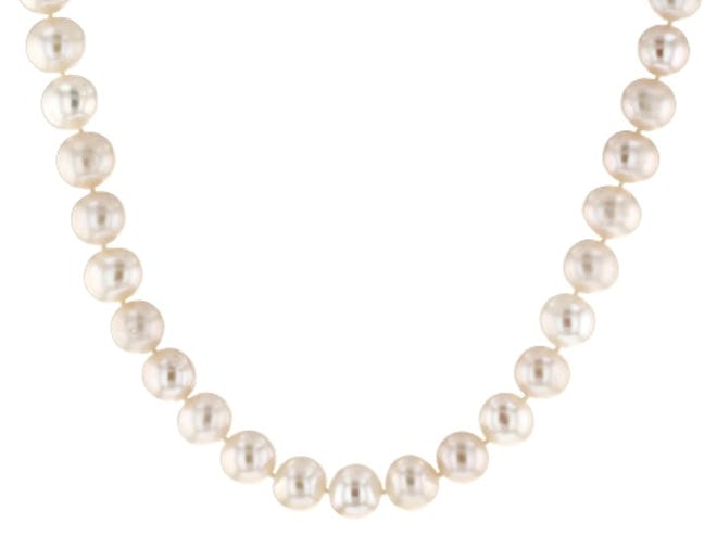 White Cultured Freshwater Pearl Rhodium Over Sterling Silver Strand Necklace