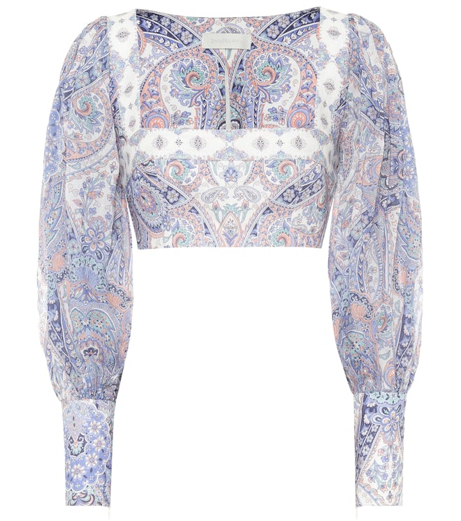 Paisley Ramie and Linen Cropped Blouse