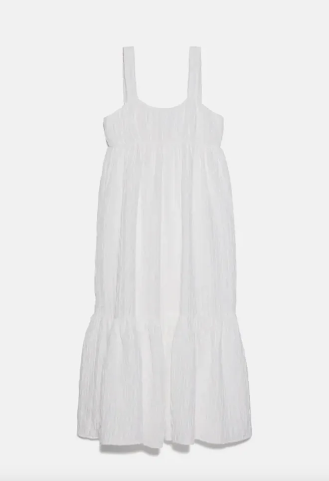 zara loose fitting textured dress COMBINED TEXTURED DRESS