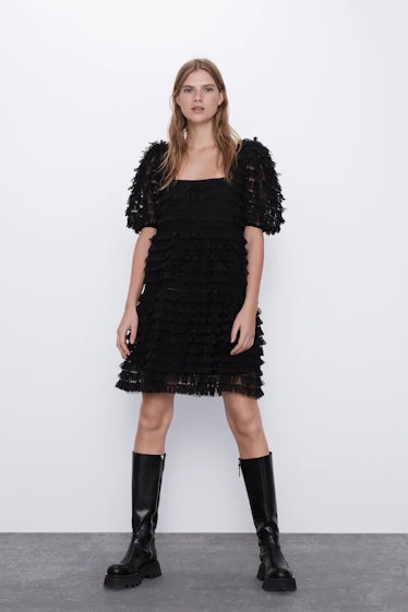 Tulle Dress with Fringes