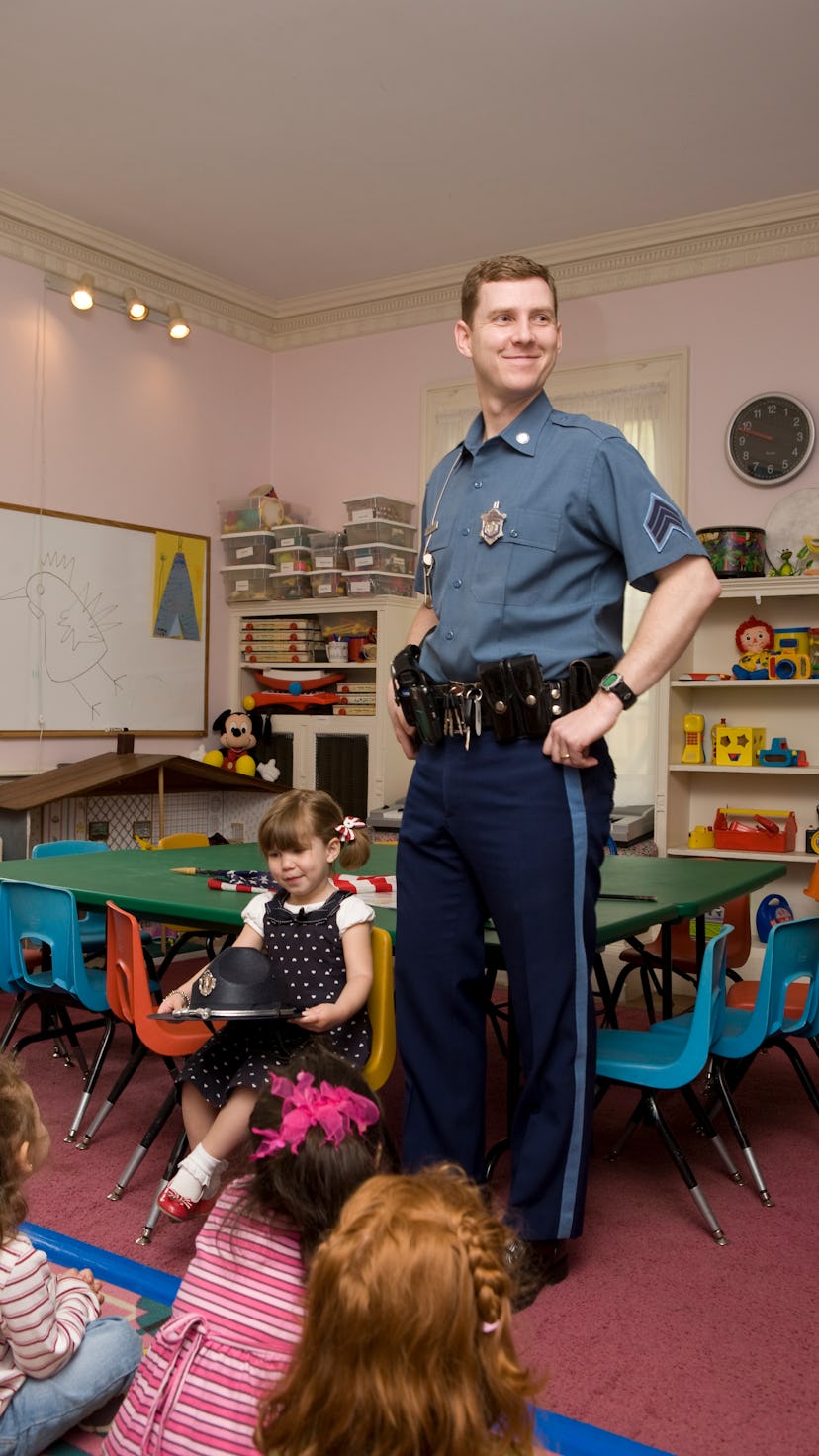 police officer in school classroom