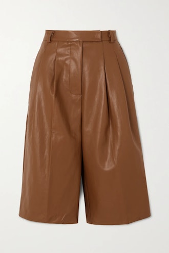 Pernille Pleated Faux Leather Shorts