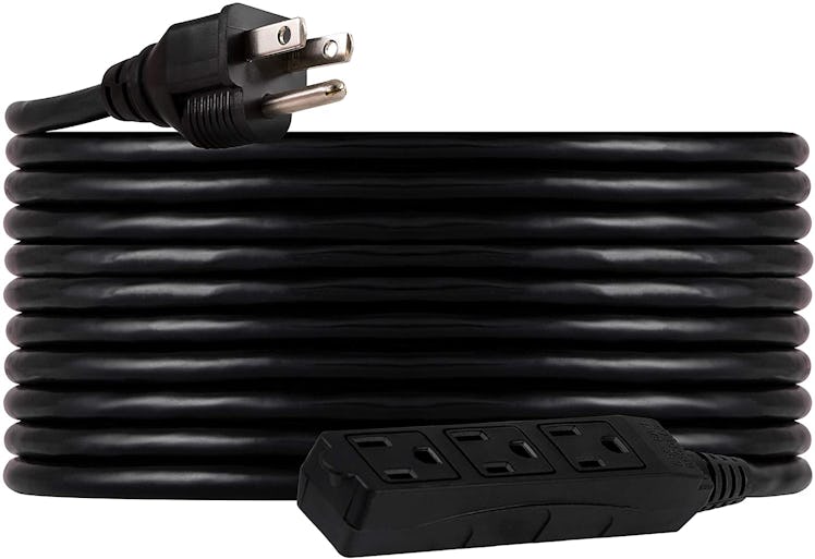 UltraPro, Black, GE 25 ft Extension, 3 Outlet, Indoor/Outdoor, Grounded, Double Insulated Cord