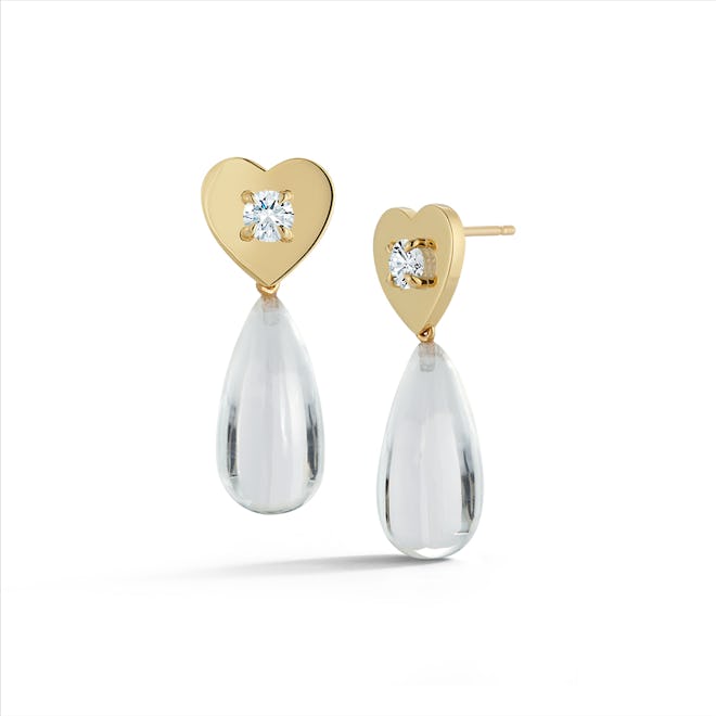 Prive Diamond Heart Studs with Crystal Drops