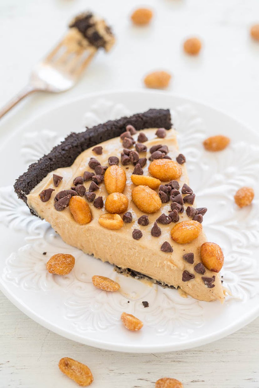 A fluffy peanut butter pie with an Oreo crust.