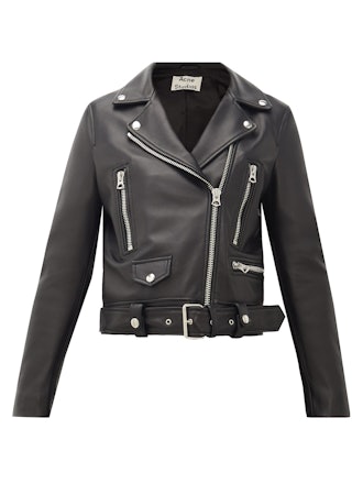 Mock Smooth-Leather Biker Jacket